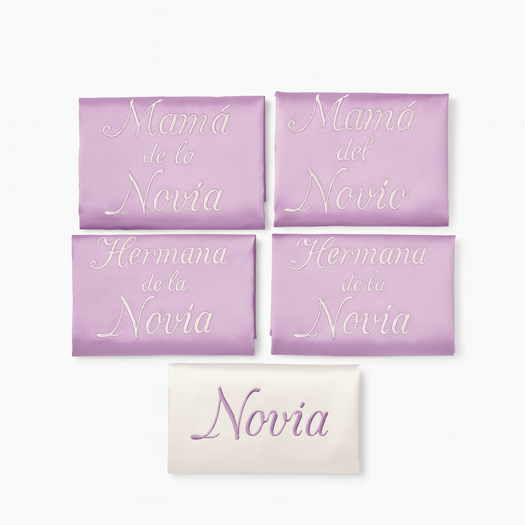 Bata de satín bordada personalizada para damas de honor