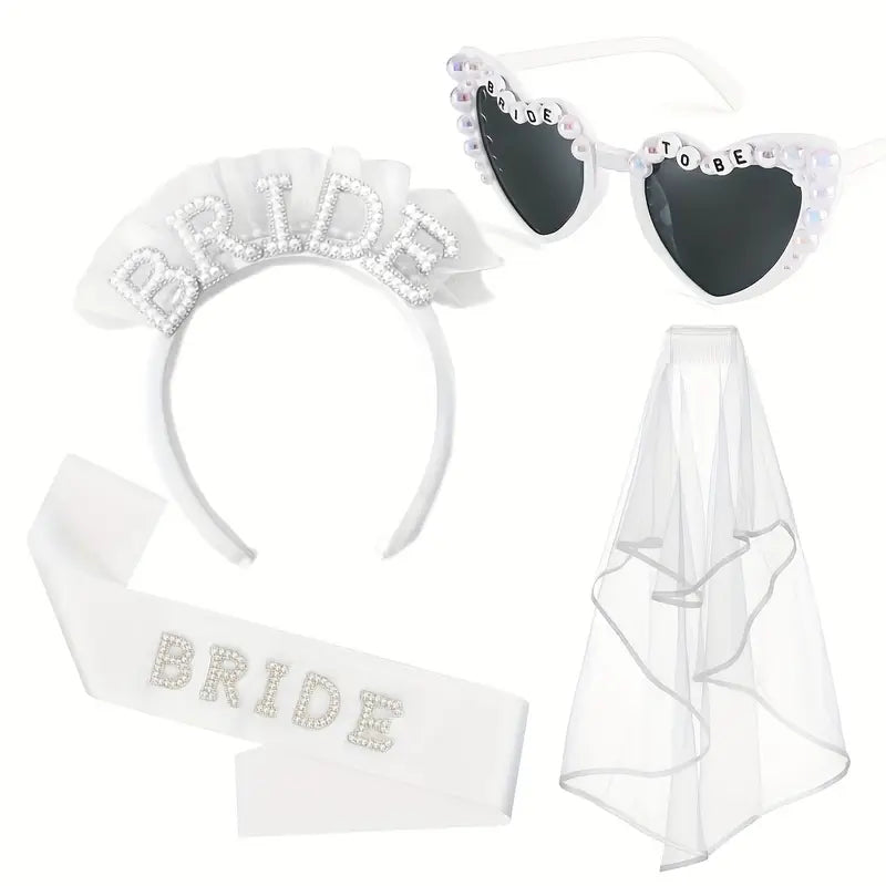 Kit Bride – Diadema, Lentes, Velo y Banda para la Novia