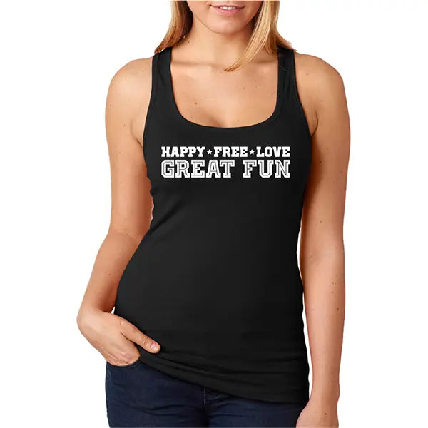 Tank top Amigas Happy Free Love Almost Queens | Despedidas de solteras