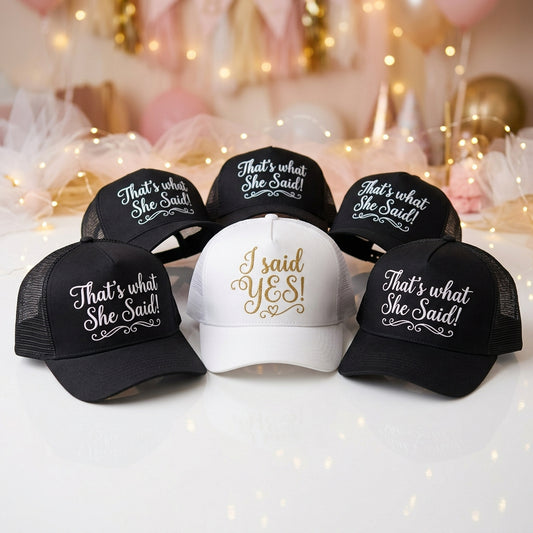 Gorras Blanco y Negro para Despedida de Soltera – Personalizadas