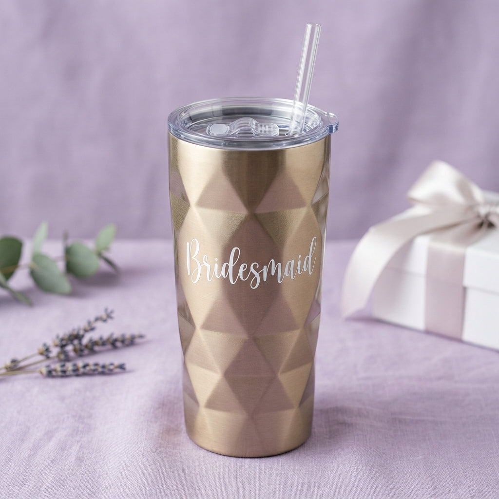 Vaso Térmico Geométrico 650ml Personalizable – Regalo Dama de Honor Bridesmaid