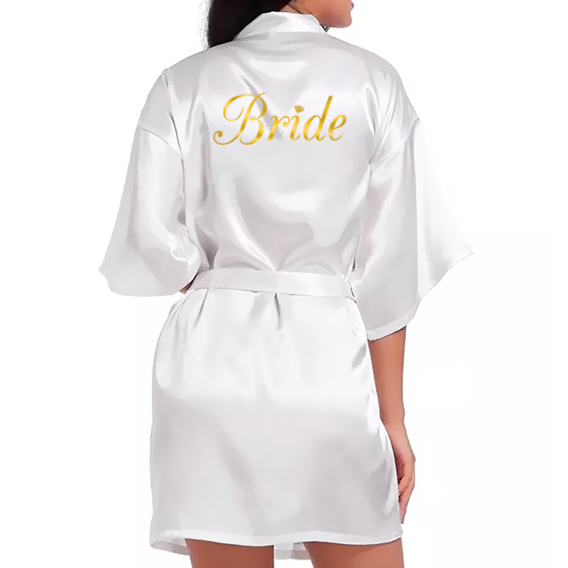Bata de satín con estampado Bride