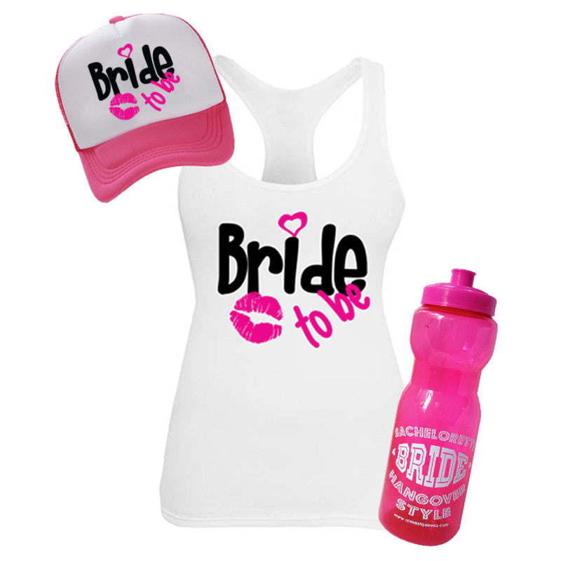 Kit Beso Bride to Be (tank top, gorra trucker y cilindro)